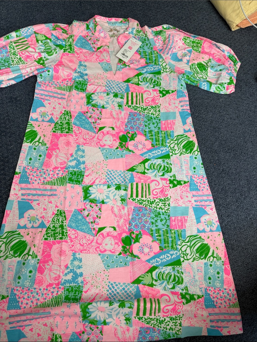Lilly Pulitzer t shirt dress Pink, Green & Blue Patchwork